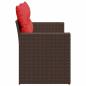 Preview: Gartensofa mit Kissen 2-Sitzer Braun Poly Rattan