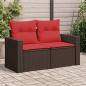 Preview: ARDEBO.de - Gartensofa mit Kissen 2-Sitzer Braun Poly Rattan