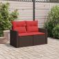 Preview: Gartensofa mit Kissen 2-Sitzer Braun Poly Rattan