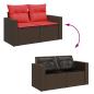 Preview: Gartensofa mit Kissen 2-Sitzer Braun Poly Rattan