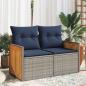 Preview: ARDEBO.de - Gartensofa 2-Sitzer mit Kissen Grau Poly Rattan