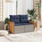 Preview: Gartensofa 2-Sitzer mit Kissen Grau Poly Rattan