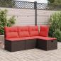 Preview: ARDEBO.de - Gartenhocker mit Kissen Braun 55x55x37 cm Poly Rattan