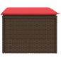 Preview: Gartenhocker mit Kissen Braun 55x55x37 cm Poly Rattan