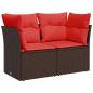 Preview: Gartensofa mit Kissen 2-Sitzer Braun Poly Rattan