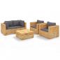 Preview: 5-tlg. Garten-Lounge-Set mit Kissen Massivholz Teak
