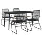Preview: 5-tlg. Garten-Essgruppe Schwarz PVC Rattan