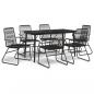 Preview: 7-tlg. Garten-Essgruppe Schwarz PVC-Rattan