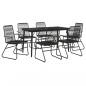 Preview: 7-tlg. Garten-Essgruppe Schwarz PVC-Rattan