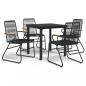 Preview: 5-tlg. Garten-Essgruppe Schwarz PVC Rattan