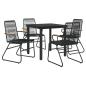 Preview: 5-tlg. Garten-Essgruppe Schwarz PVC Rattan