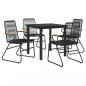 Preview: 5-tlg. Garten-Essgruppe Schwarz PVC Rattan