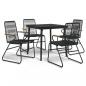Preview: 5-tlg. Garten-Essgruppe Schwarz PVC Rattan