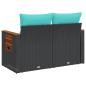 Preview: Gartensofa mit Kissen 2-Sitzer Schwarz Poly Rattan