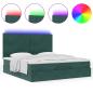 Preview: Ottoman-Bett mit Matratzen & LEDs Dunkelgrün 160x200 cm Samt
