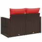 Preview: Gartensofa mit Kissen 2-Sitzer Braun Poly Rattan