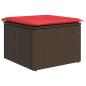 Preview: Gartenhocker mit Kissen Braun 55x55x37 cm Poly Rattan