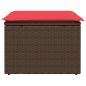 Preview: Gartenhocker mit Kissen Braun 55x55x37 cm Poly Rattan