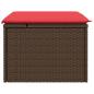 Preview: Gartenhocker mit Kissen Braun 55x55x37 cm Poly Rattan