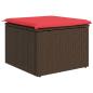 Preview: Gartenhocker mit Kissen Braun 55x55x37 cm Poly Rattan
