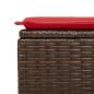 Preview: Gartenhocker mit Kissen Braun 55x55x37 cm Poly Rattan