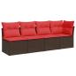 Preview: ARDEBO.de - Gartensofa mit Kissen 4-Sitzer Braun Poly Rattan