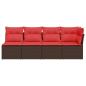Preview: Gartensofa mit Kissen 4-Sitzer Braun Poly Rattan