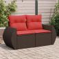 Preview: ARDEBO.de - Gartensofa mit Kissen 2-Sitzer Braun Poly Rattan