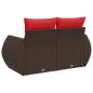 Preview: Gartensofa mit Kissen 2-Sitzer Braun Poly Rattan