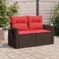 Preview: ARDEBO.de - Gartensofa mit Kissen 2-Sitzer Braun Poly Rattan