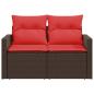 Preview: Gartensofa mit Kissen 2-Sitzer Braun Poly Rattan