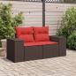 Preview: Gartensofa mit Kissen 2-Sitzer Braun Poly Rattan