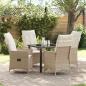Preview: ARDEBO.de - 5-teiliges Garten-Esszimmer-Set mit Kissen Beiger Poly-Rattan