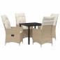 Preview: 5-teiliges Garten-Esszimmer-Set mit Kissen Beiger Poly-Rattan