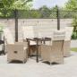 Preview: 5-teiliges Garten-Esszimmer-Set mit Kissen Beiger Poly-Rattan