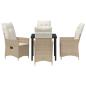 Preview: 5-teiliges Garten-Esszimmer-Set mit Kissen Beiger Poly-Rattan