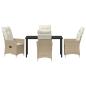 Preview: 5-teiliges Garten-Dining-Set mit Kissen Beige Poly-Rattan