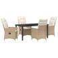 Preview: 5-teiliges Garten-Dining-Set mit Kissen Beige Poly-Rattan