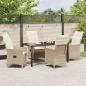 Preview: 5-teiliges Garten-Dining-Set mit Kissen Beige Poly-Rattan