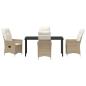 Preview: 5-teiliges Garten-Dining-Set mit Kissen Beige Poly-Rattan