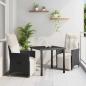Preview: ARDEBO.de - 3-teilige Garten-Essgruppe mit Kissen Schwarz Poly-Rattan
