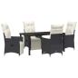 Preview: 5-teiliges Garten-Dining-Set mit Kissen Schwarzer Poly-Rattan