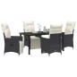 Preview: 5-teiliges Garten-Dining-Set mit Kissen Schwarzer Poly-Rattan