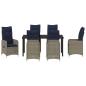 Preview: 7-teiliges Garten-Essset mit Kissen Schwarz Poly Rattan