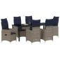 Preview: ARDEBO.de - 7-teiliges Garten-Dining-Set mit Kissen Schwarz Poly-Rattan