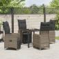 Preview: 5-teiliges Garten-Dining-Set mit Kissen Beige Poly Rattan