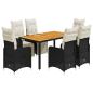 Preview: 7-tlg. Garten-Bistro-Set mit Kissen Schwarz Poly Rattan