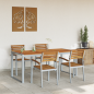 Preview: 5-teiliges Garten Esstischset aus solidem Teakholz und Metall