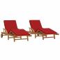 Preview: Sonnenliege 2 pcs Rot 200 x 67 x 84 cm Massivholz Akazie