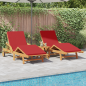 Preview: Sonnenliege 2 pcs Rot 200 x 67 x 84 cm Massivholz Akazie
